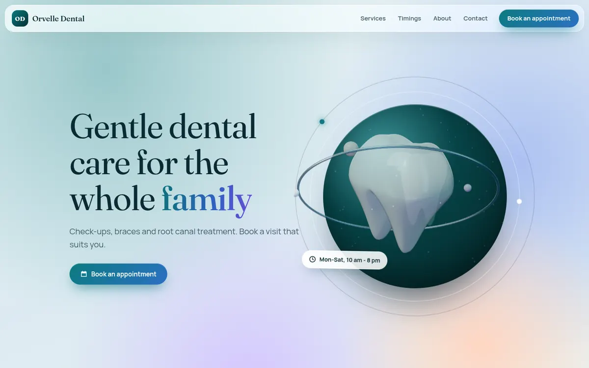 Sample design: Orvelle Dental website on a laptop