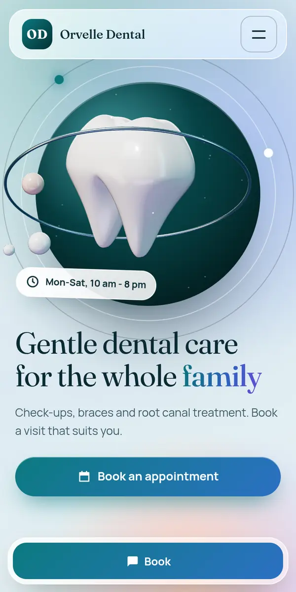Sample design: Orvelle Dental website on a phone