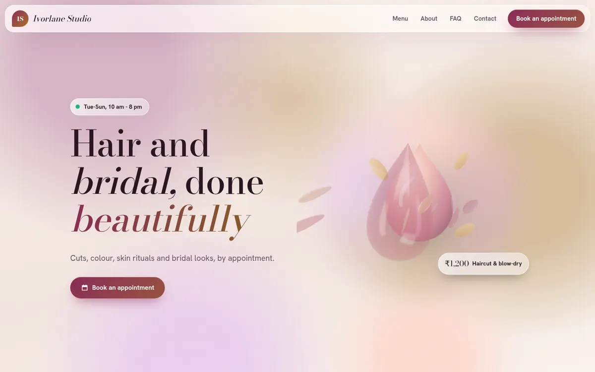 Sample design: Ivorlane Studio website