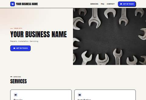 Bold Modern design, Home services (plumber, AC, pest control) example
