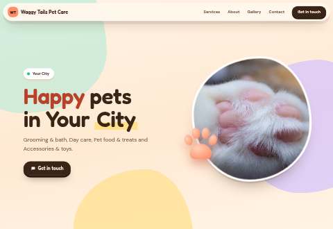 Paws Clay design, Pet shop, grooming & daycare example